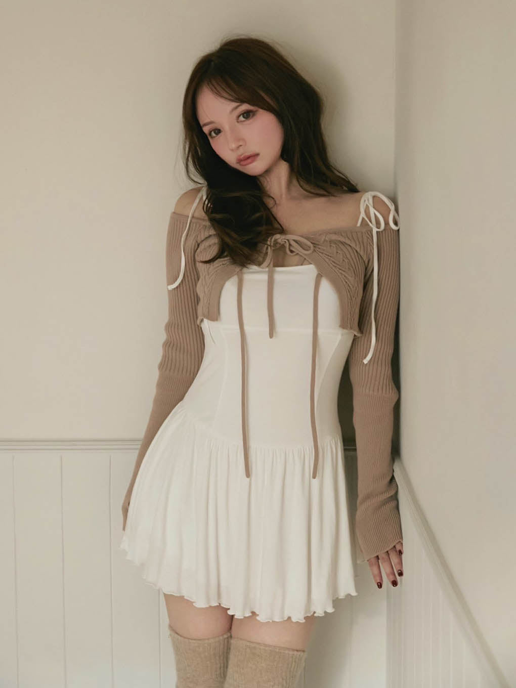 Nei knit set flare dress