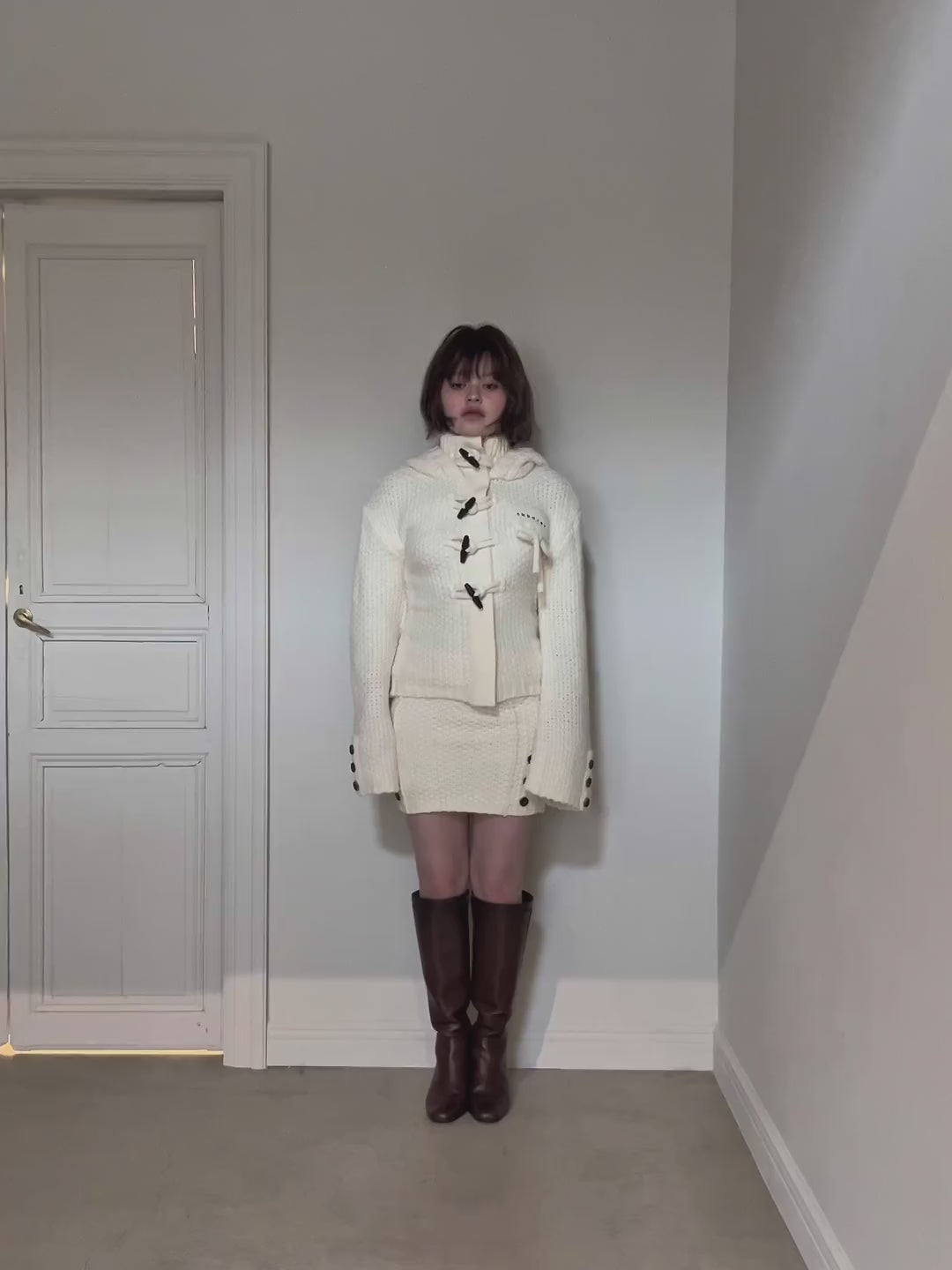 ANDMARY】Cable knit jacket set up