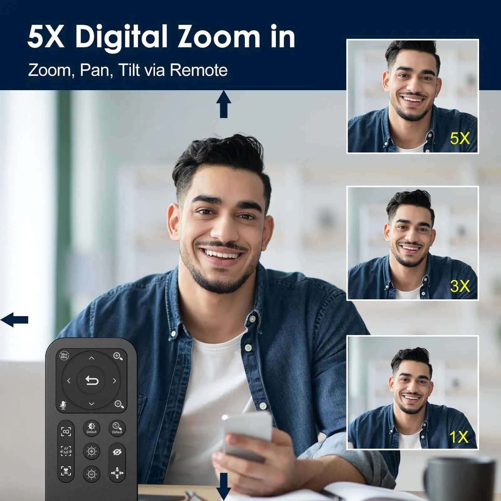 Angetube 2K Streaming Webcam with Ring Light with Remote