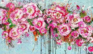 チェリーポップ - 大きな絵画 (二連祭壇画) – Angie Wright Art