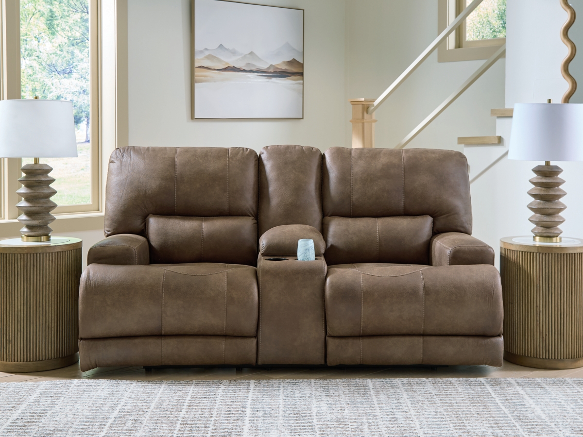 Time-Piece Dual Power Reclining Loveseat with Console | Ashley