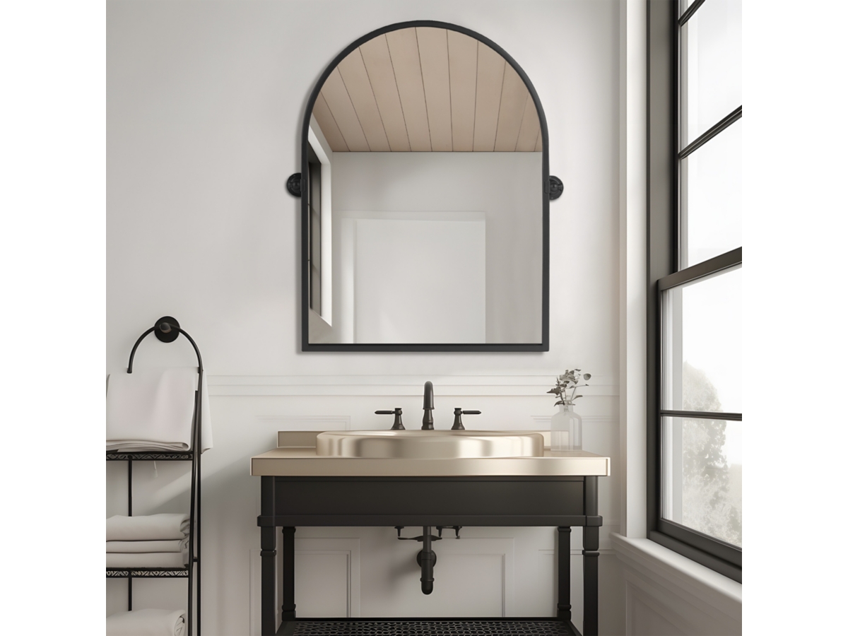 LuminareView Arched Framed Pivoted Bathroom Wall Vanity Mirror