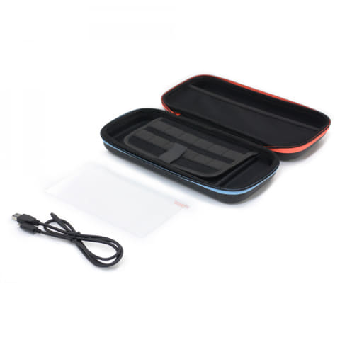 Nintendo Switch 2の収納ポーチ、保護ガラスフィルム、USBケーブルの3
