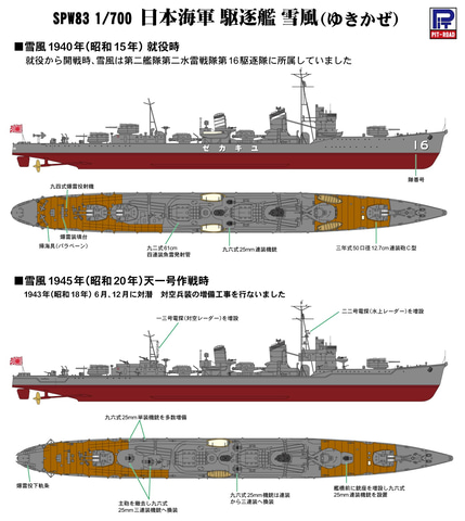 ピットロード、映画「雪風 YUKIKAZE」公開記念プラモ「SPW83 1/700