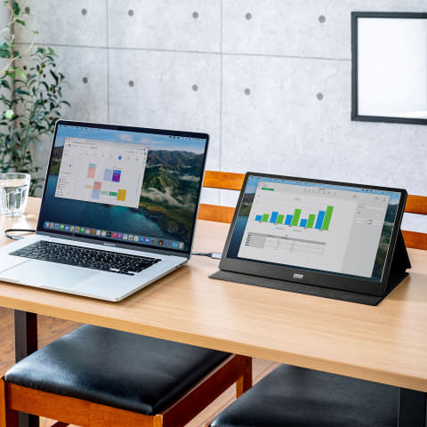 USB Type-Cケーブル1本で使える13.3型モバイルディスプレイ「DP-05