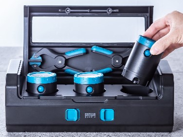 充電器になる収納ケース入り、3通りに設置できる作業用LEDライト3個