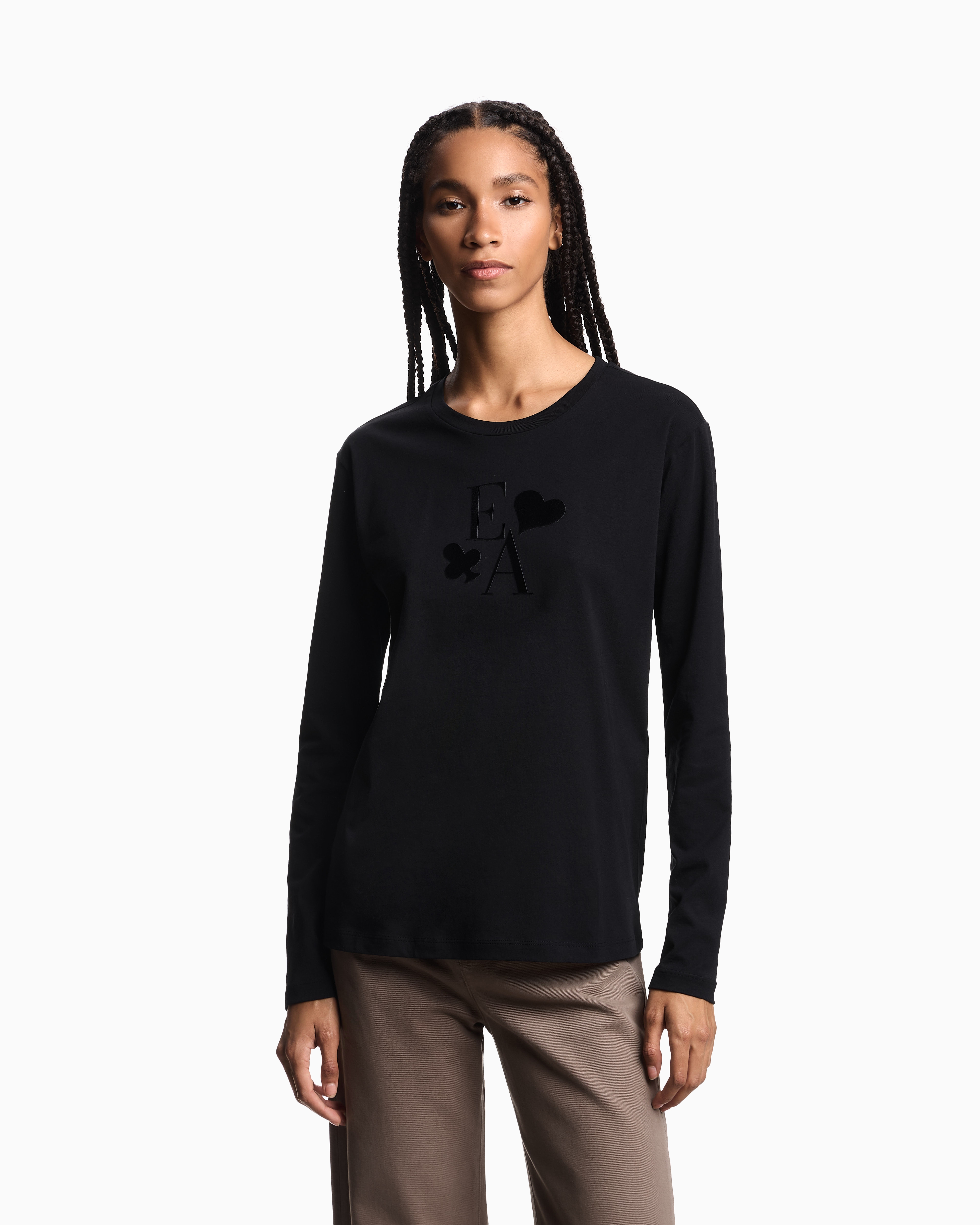 ASV 長袖Tシャツ オーガニックジャージー フロックプリントロゴ