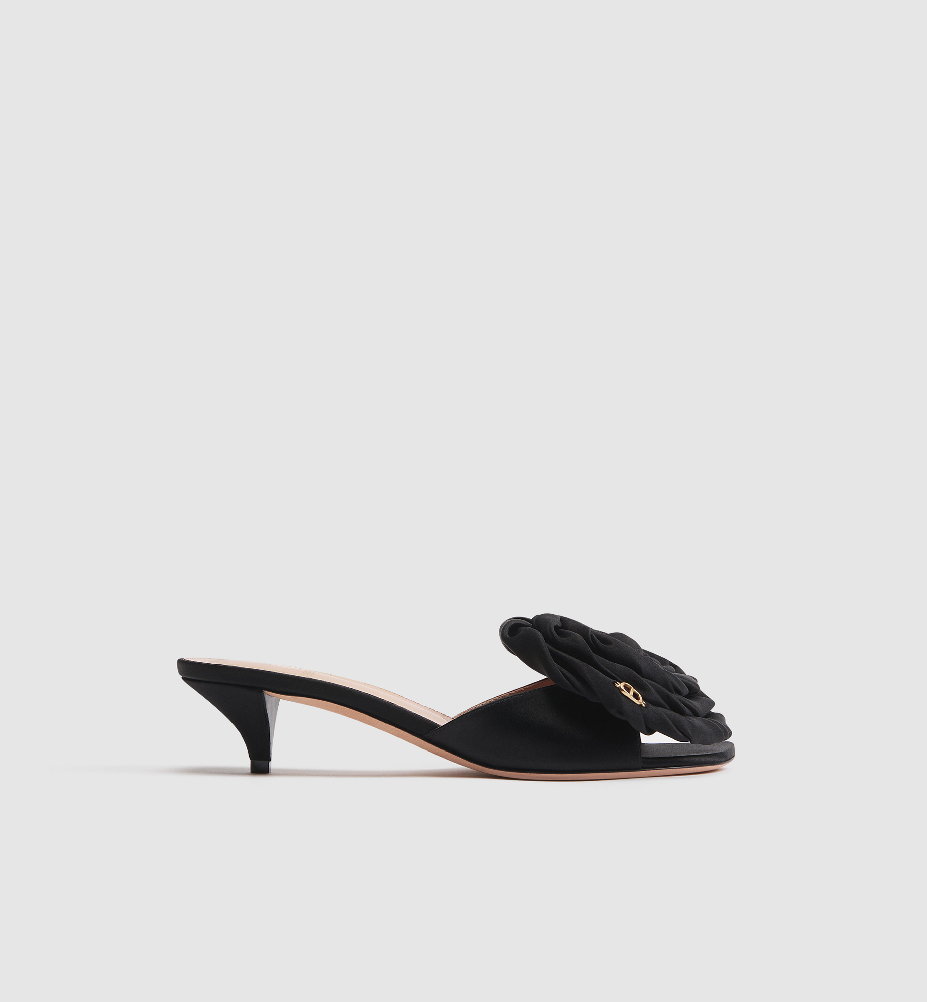 Dior Aurore Heeled Sandal Black Satin | DIOR
