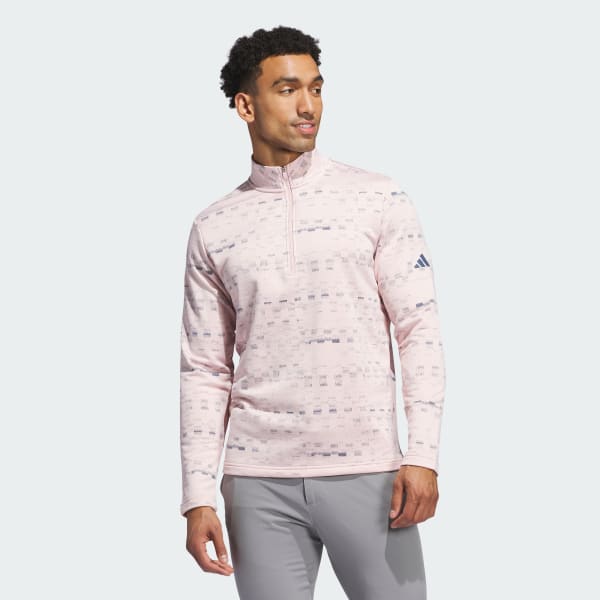 adidas Core Printed Quarter Zip Pullover - Pink | Free Shipping