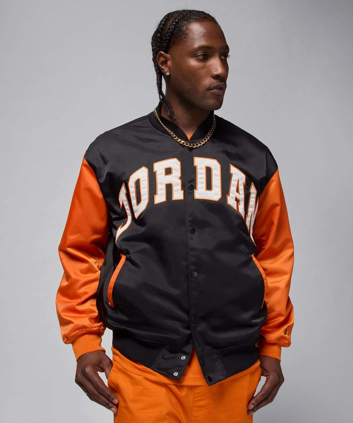 JORDAN BRAND M J BRK CLGTE VRSTY JKT BLACK/STARFISH/BLACK