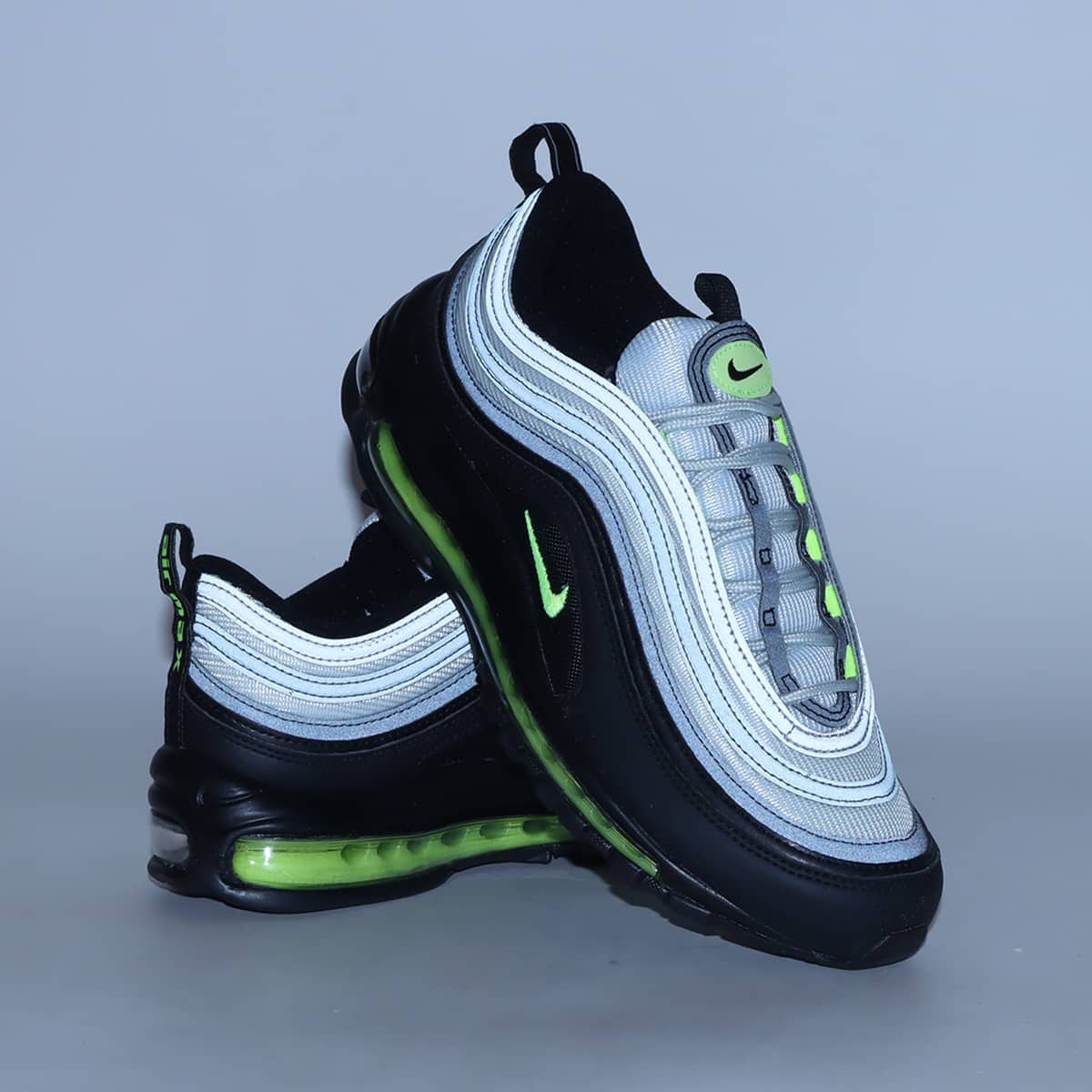 NIKE AIR MAX 97 PURE PLATINUM/VOLT-BLACK-WHITE 23SU-I（ナイキ エア