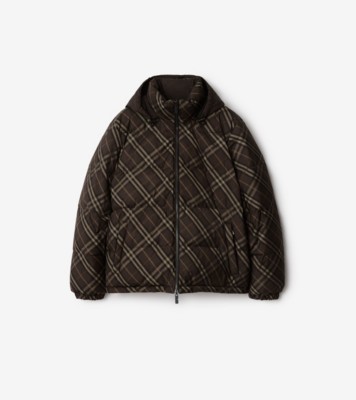 Reversible Check Snowdon Puffer Jacket in Truffle brown - Men