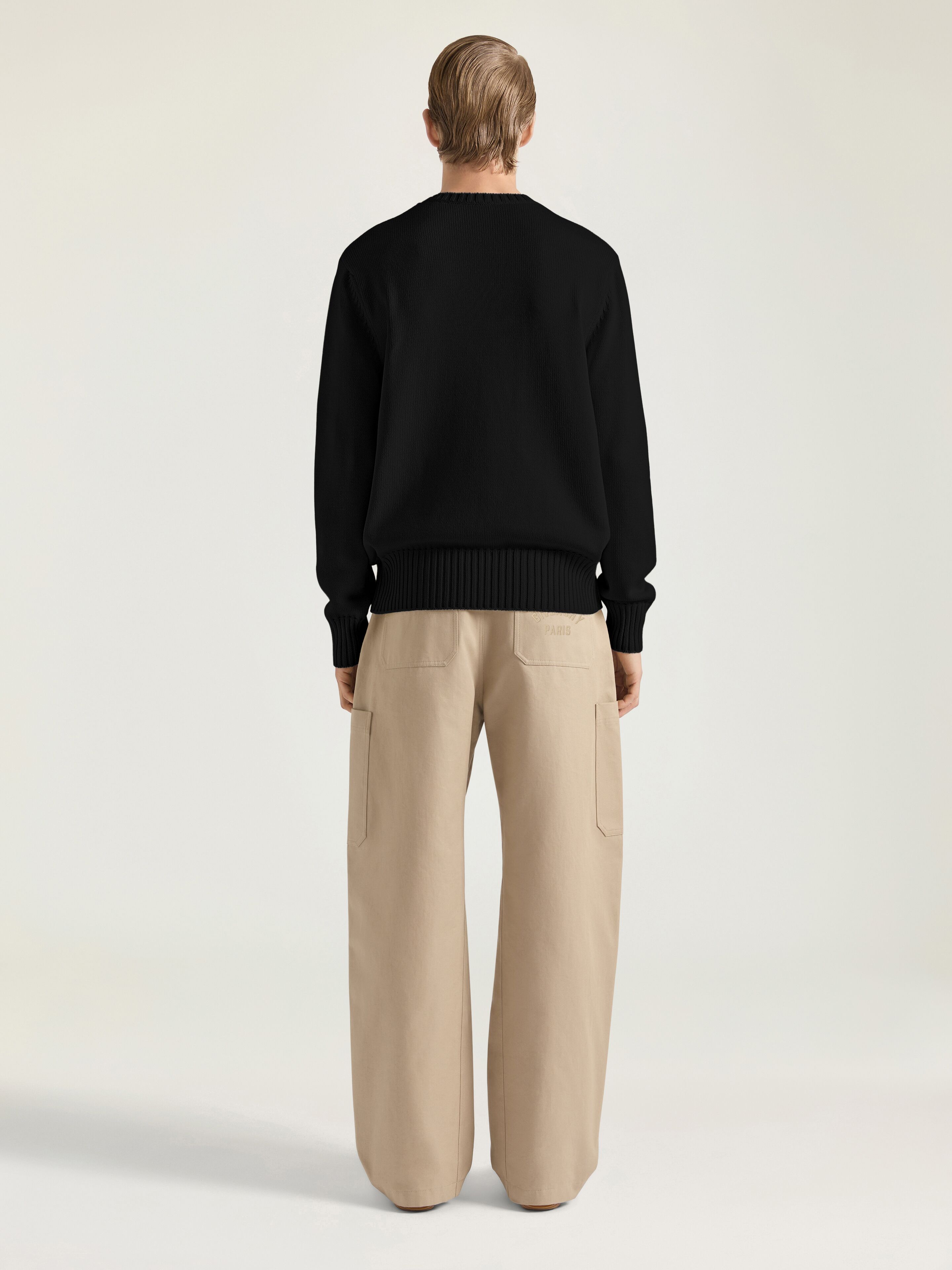 Sweater in cotton knit with GIVENCHY Paris embroidery - black in