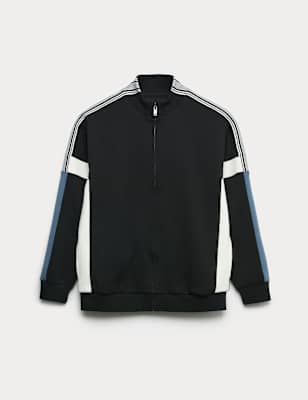 Cotton Rich Half Zip Sweatshirt (6-16 Yrs) | BLACK MIX