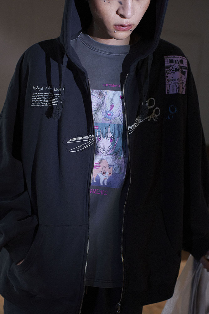 Scissors Full-zip Hoodie (Vintage Black) - ZUTOMAYO MART