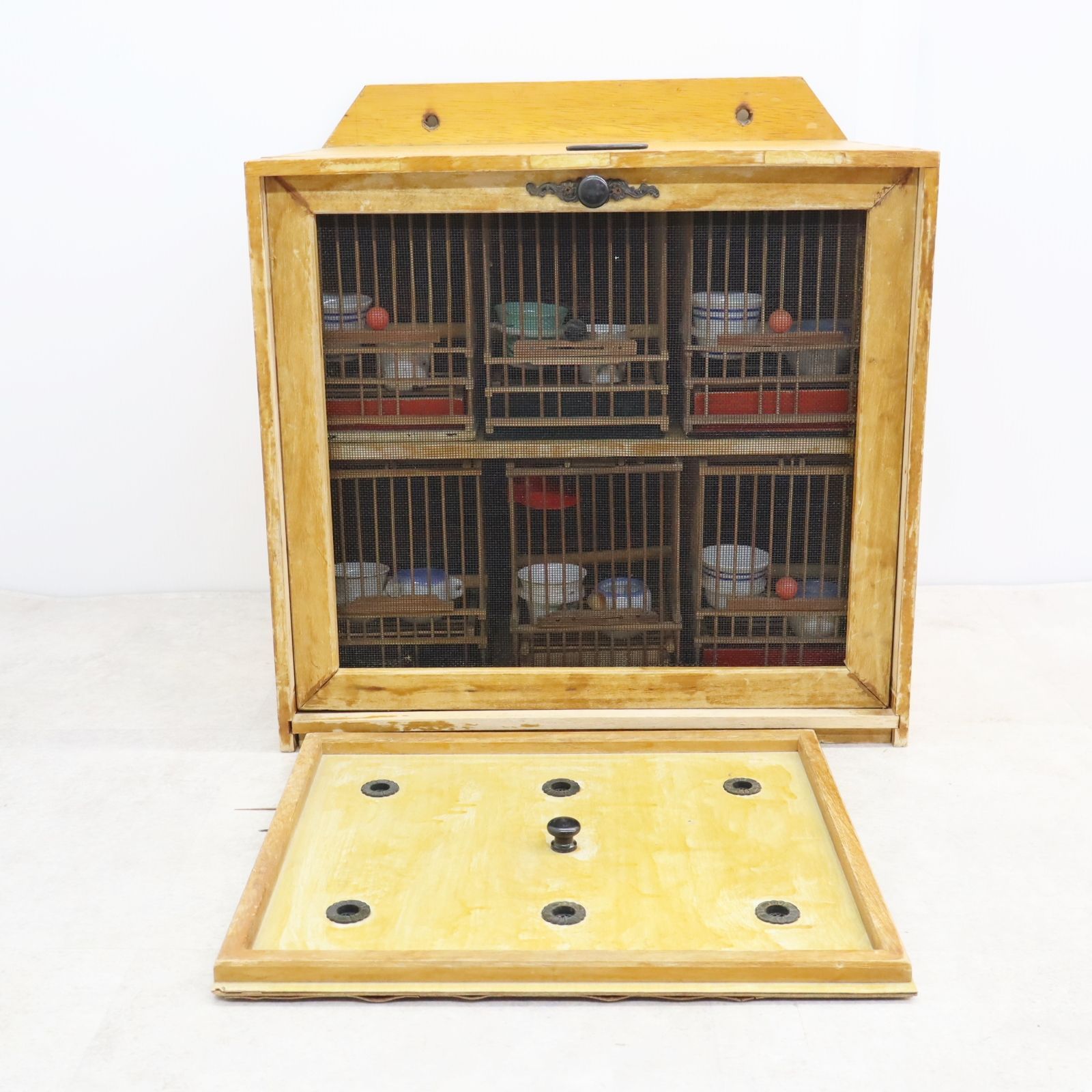 △6ケース入れ 6部屋｜鳥籠 鳥かご BOX 木製｜ メジロ箱 メジロ籠