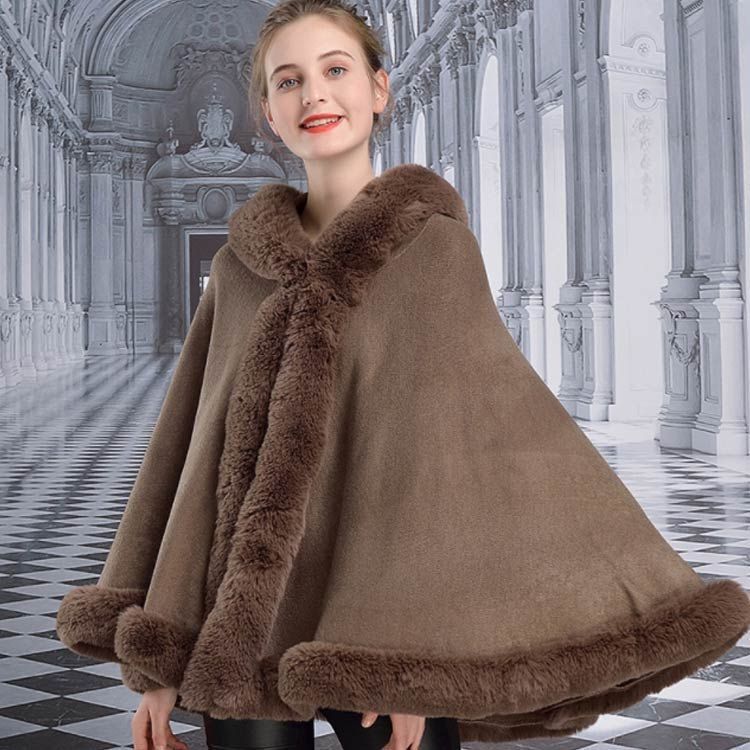 レディース ファーポンチョ コート マント ポンチョ フェイクファー