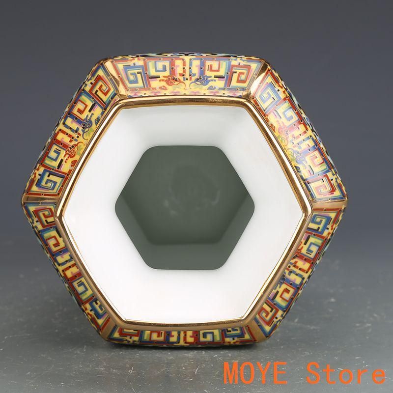 乾隆琺瑯彩六方瓶 景徳鎮 陶磁器 装飾品 現代工芸品 美術品 置物