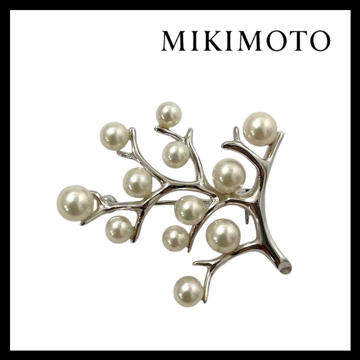 Y【MIKIMOTO】幸福の木 パール ブローチ SILVER/シルバー 総重量約4.5g