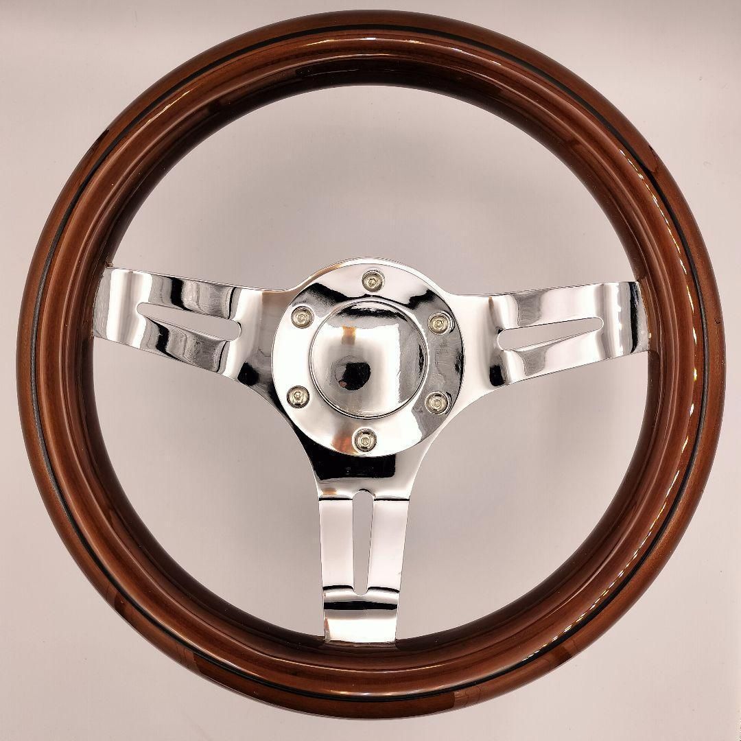 小径ステアリング 290mm ストライプ ウッド ハンドル 旧車 カスタム