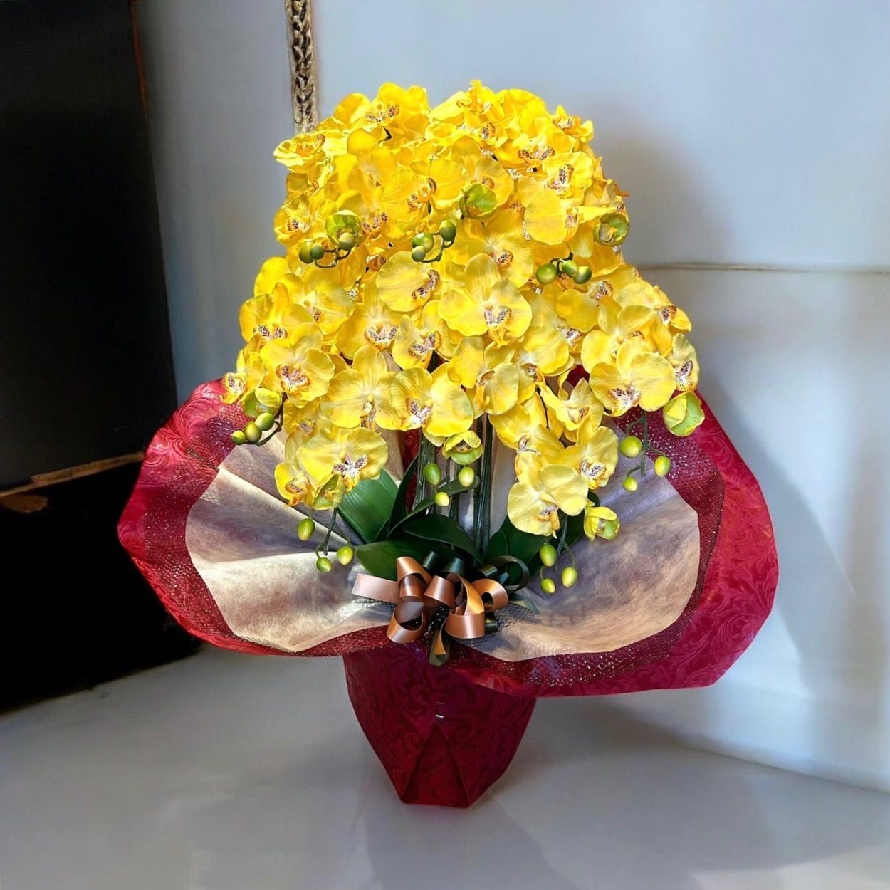 光触媒 人工観葉植物 ウォールグリーン フェイクグリーン 胡蝶蘭8本y