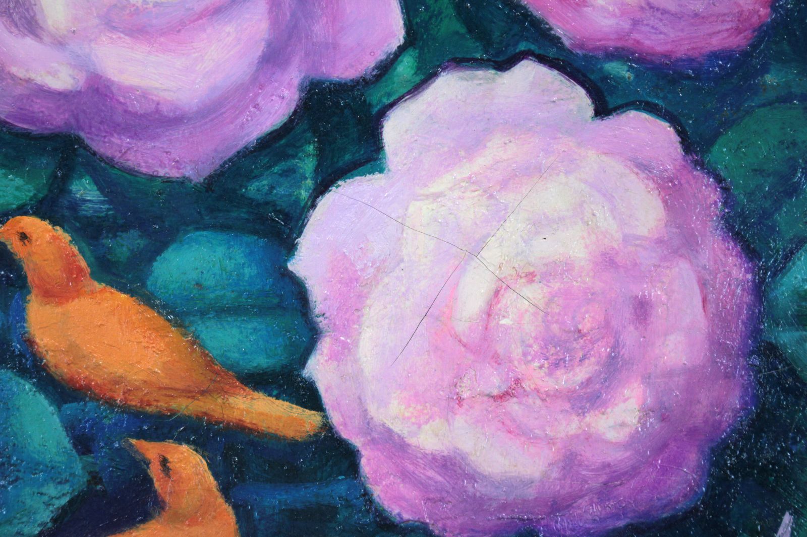 真筆 阿部乙人 油彩画 女性と花 真筆 阿部乙人 油彩画 女性と花