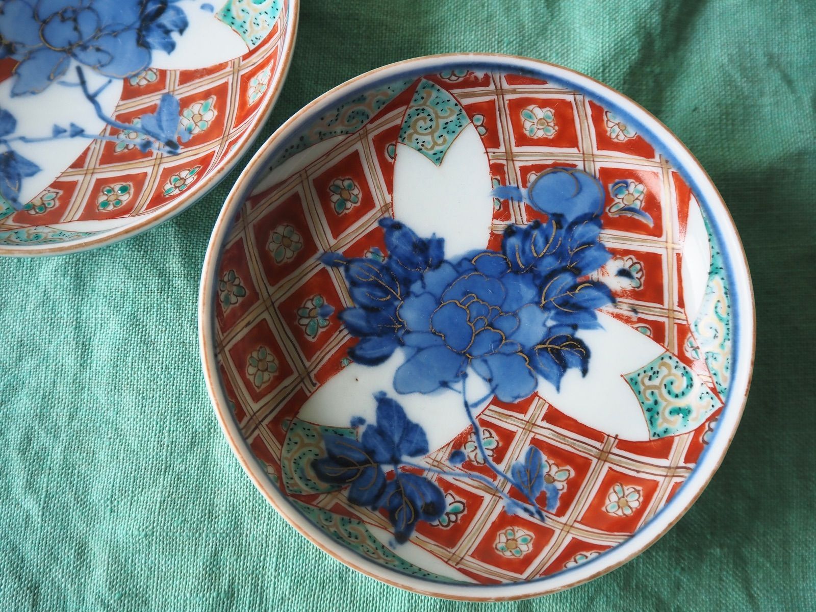 大聖寺伊万里 色絵金彩小皿 5客 大聖寺伊万里 色絵金彩小皿 5客 伊万里