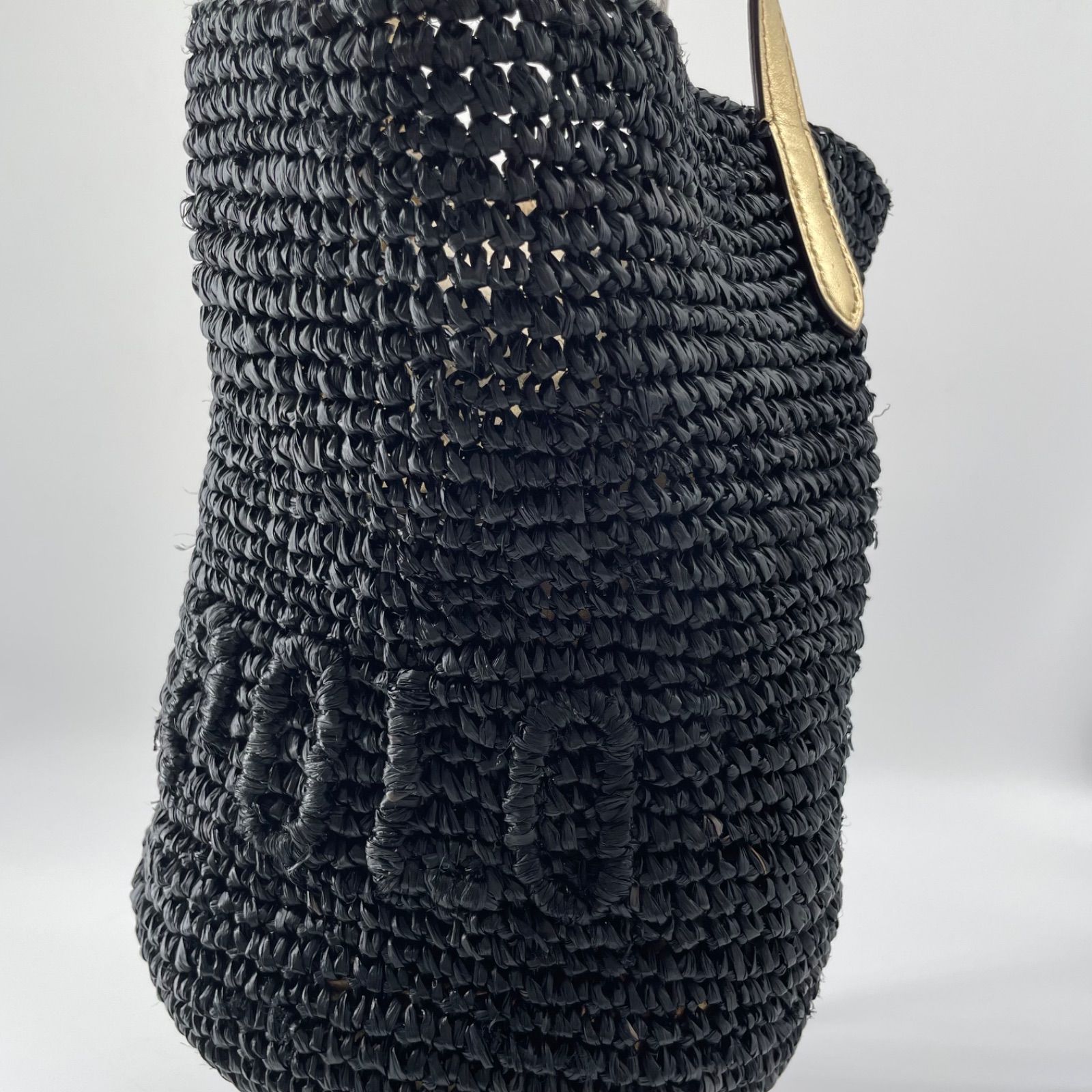 良品✨ラルフローレン カゴバッグ ラフィアバッグ 巾着 ゴ ールド内袋