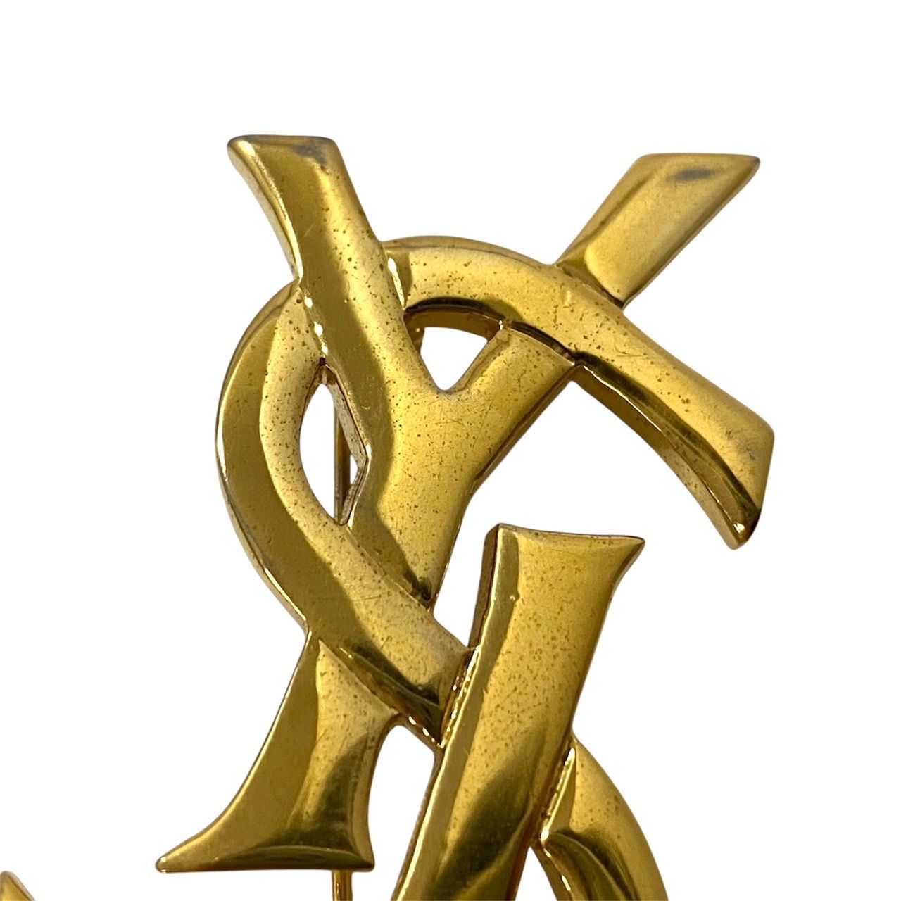 YVES SAINT LAURENT】YSLロゴ ブローチ ゴールド/金カラー