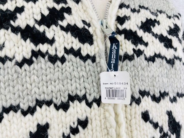 新品 Kanata カナタ ウールカウチンセーター スノー柄 ウール100% 38