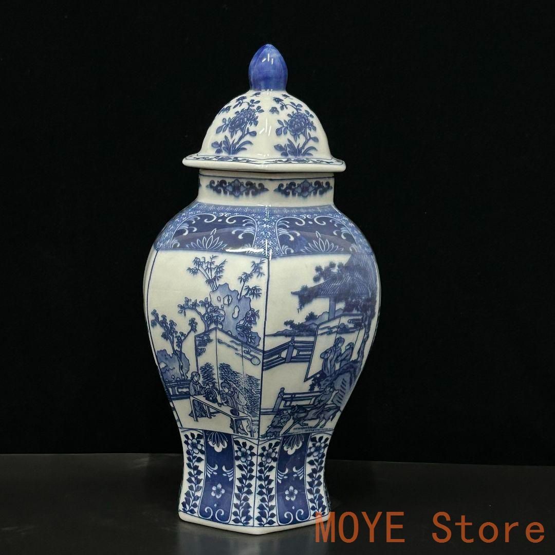 清乾隆青花寿桃紋花瓶 景徳鎮 陶磁器 装飾品 現代工芸品美術品 置物 清