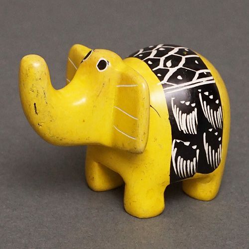 アフリカ ケニア ソープストーン ゾウ 象 イエロー系 ※柄アソート ミニ