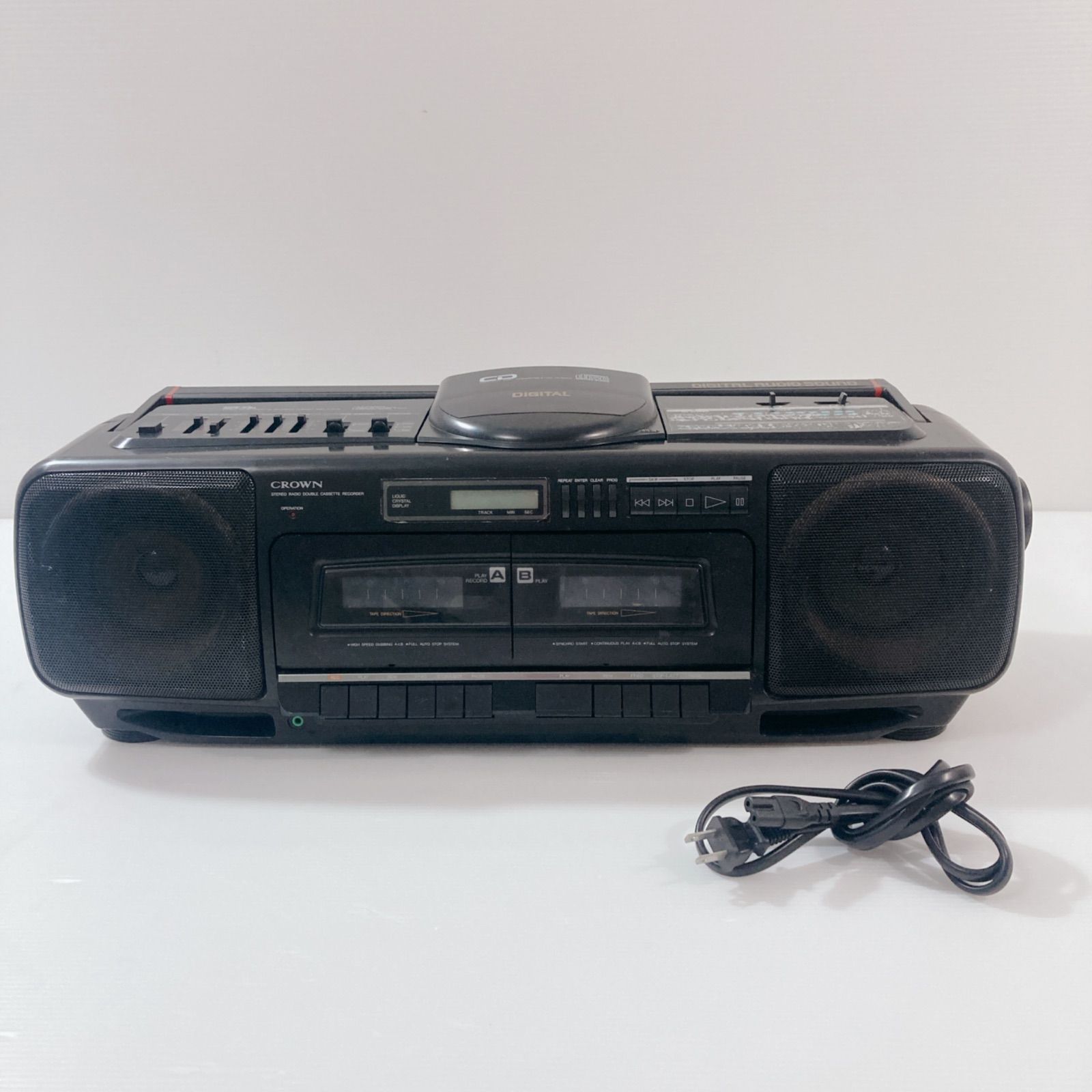 CROWN ステレオ ラジオ ダブル カセット レコーダー CD-555 - メルカリ