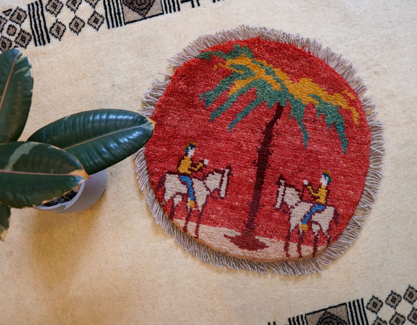 40×40cm ペルシャ絨毯 手織りギャッベ アマレ族ギャッベ ギャベ 40