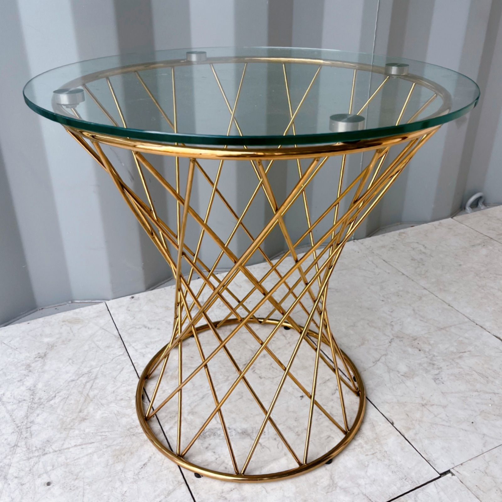 取付無料！フランフラン マーリア クリア×ゴールド ガラス円形サイド