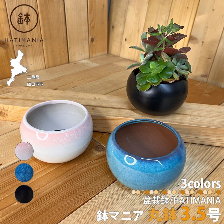 HATIMANIA 鉢マニア 丸 3.5号 盆栽鉢 水が抜けやすい 小さい 小サイズ