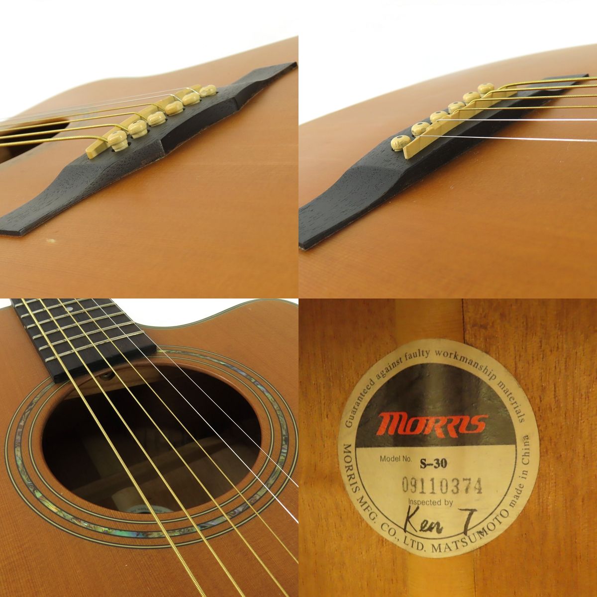 Morrisのカッタウェイ・アコースティックギターS-30ハードケース付き