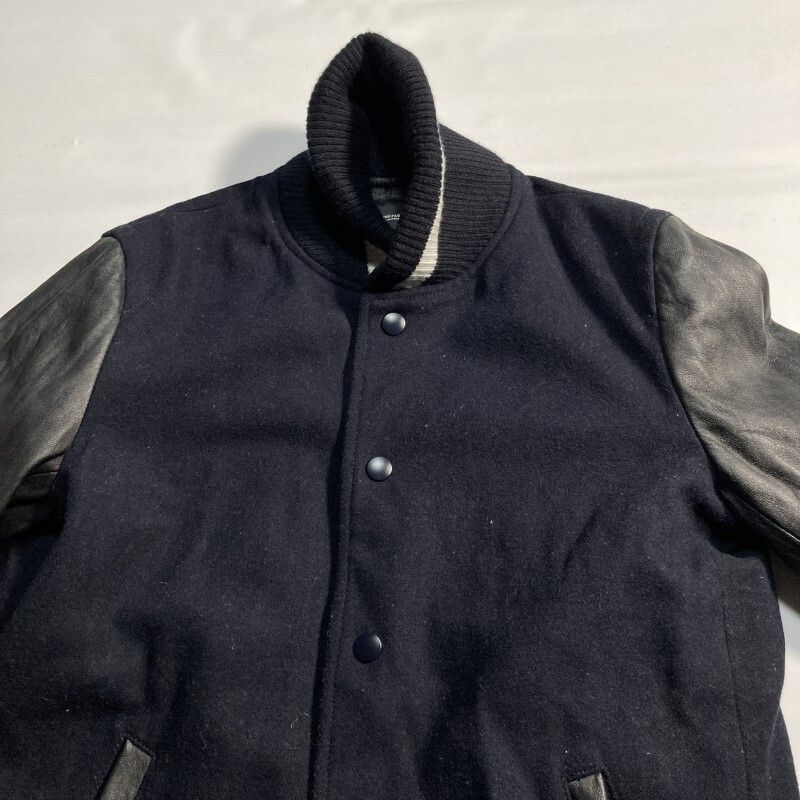 ナノユニバース☆美ライン&高級☆羊革レザー袖 メルトン切替スタジャン