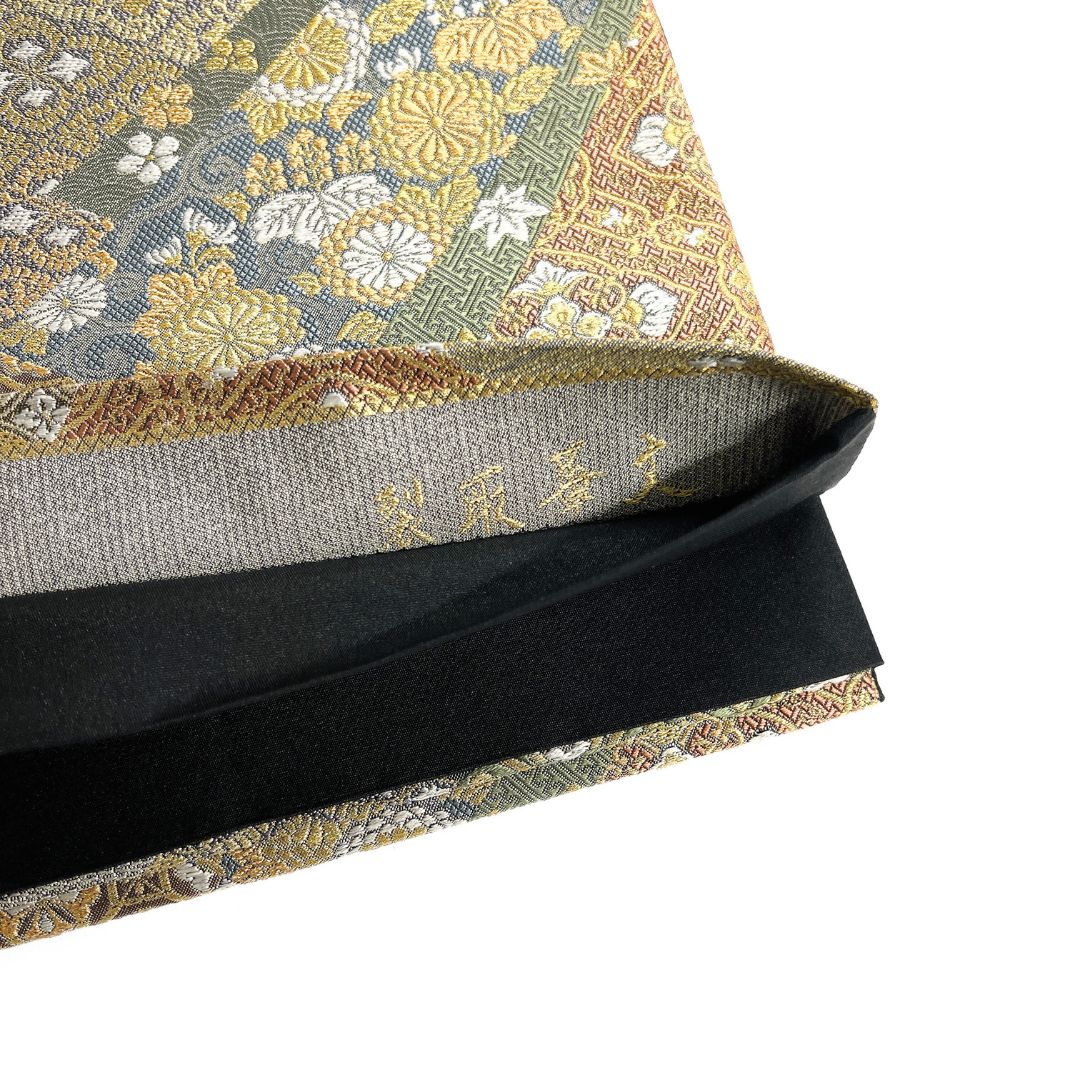 袋帯 裂取りに唐草華紋の袋帯 着物 裂取り 唐花 唐草 縦縞 花菱