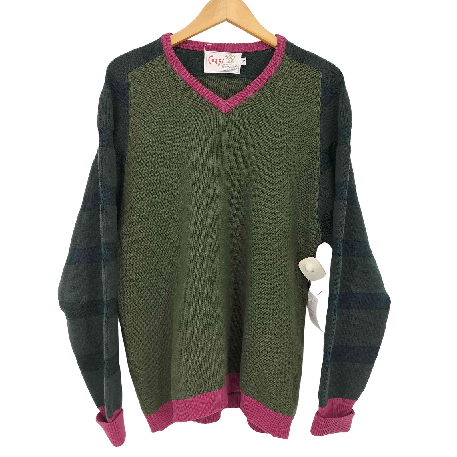 Corgi 100%ウール ラグランスリーブ ポケット付きニットセーター 楽天