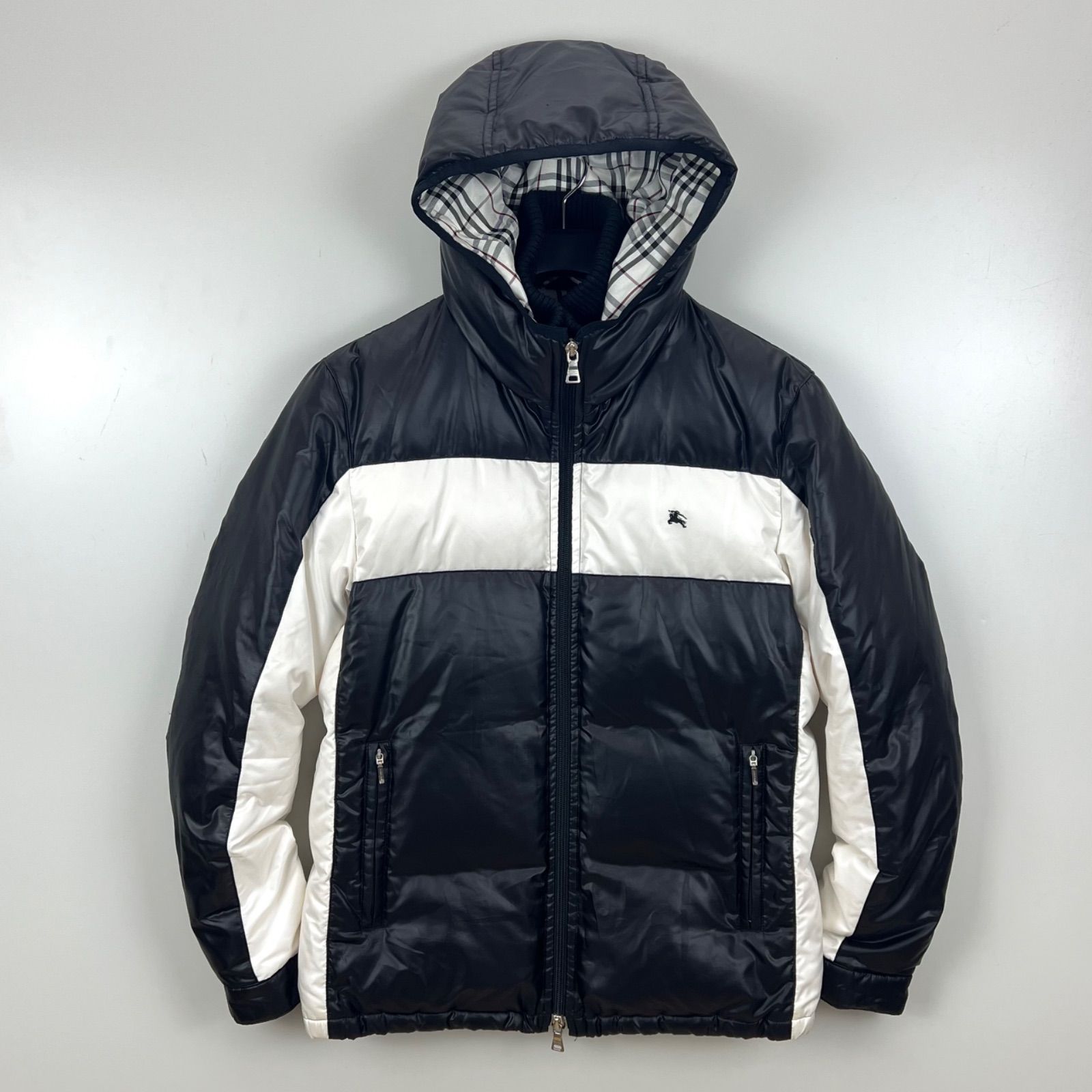 BURBERRY BLACK LABEL 00s y2k archive 2tone down hoodie jacket M