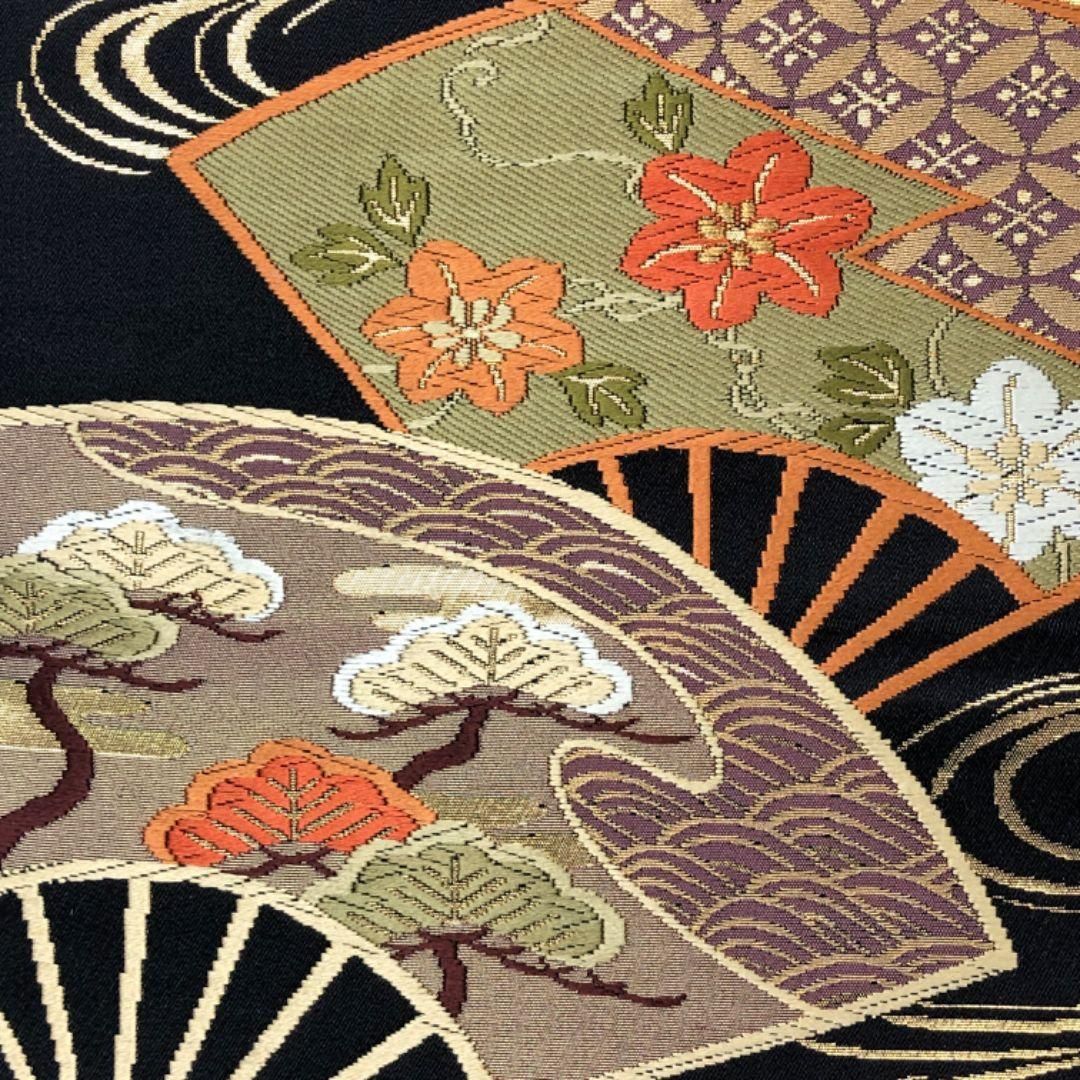 袋帯 花亀甲繋ぎと流水に古典草花文 袋帯花亀甲繋ぎと流水に古典草花文