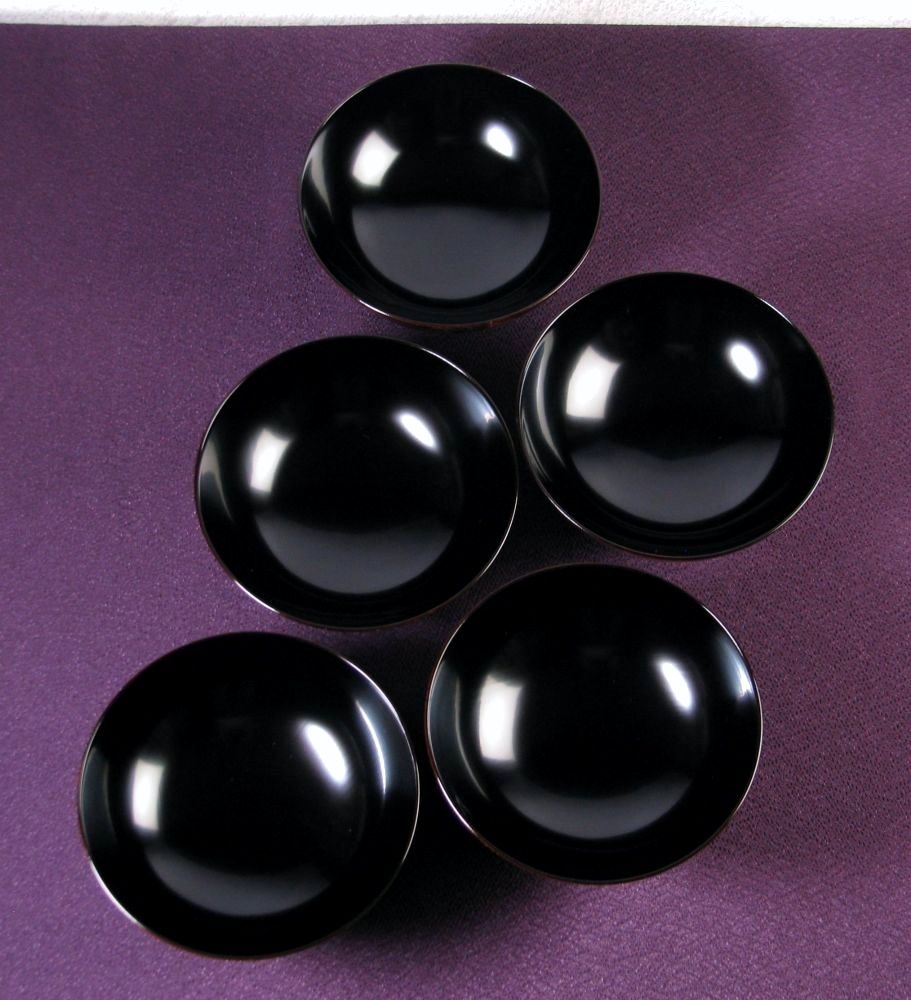 輪島塗 秋草蒔絵吸物椀5客 No2 幅：13cm 美品 共箱・共紙付/26b029