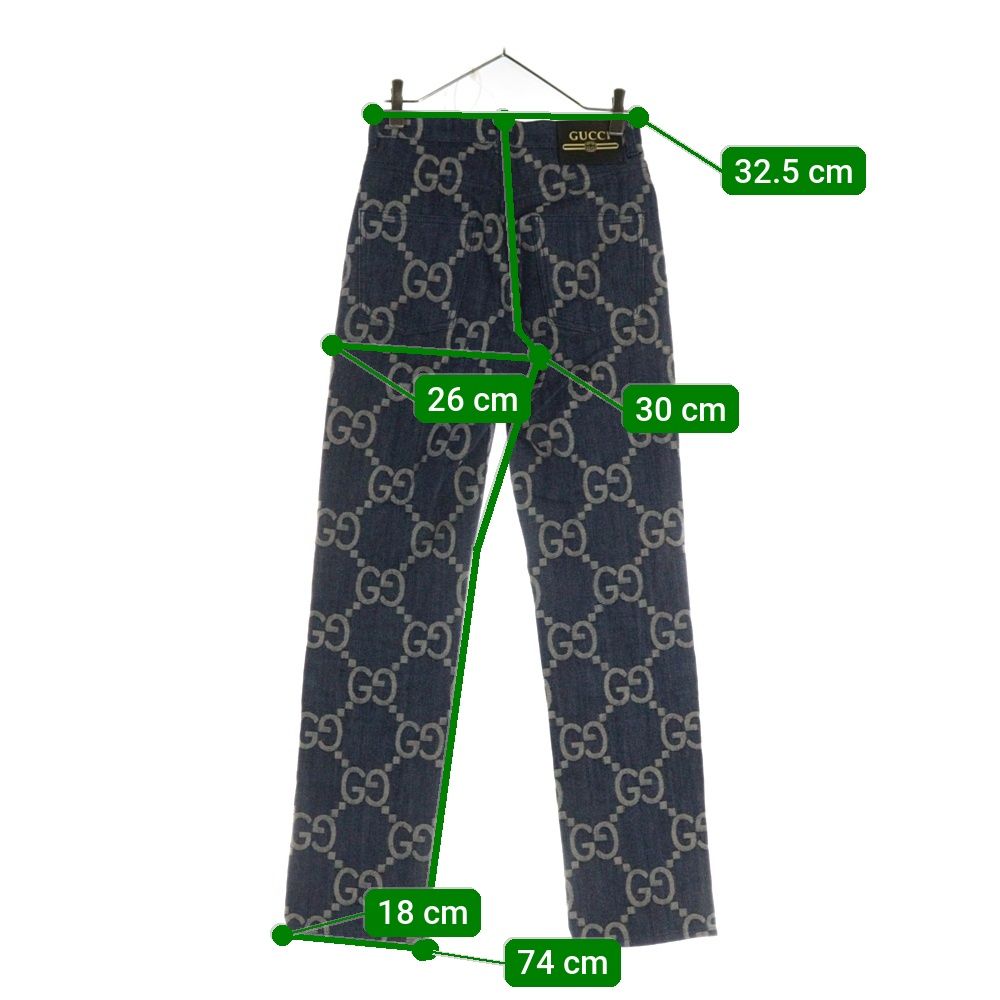 GUCCI (グッチ) ジャンボGG 総柄デニムパンツ レディース インディゴ
