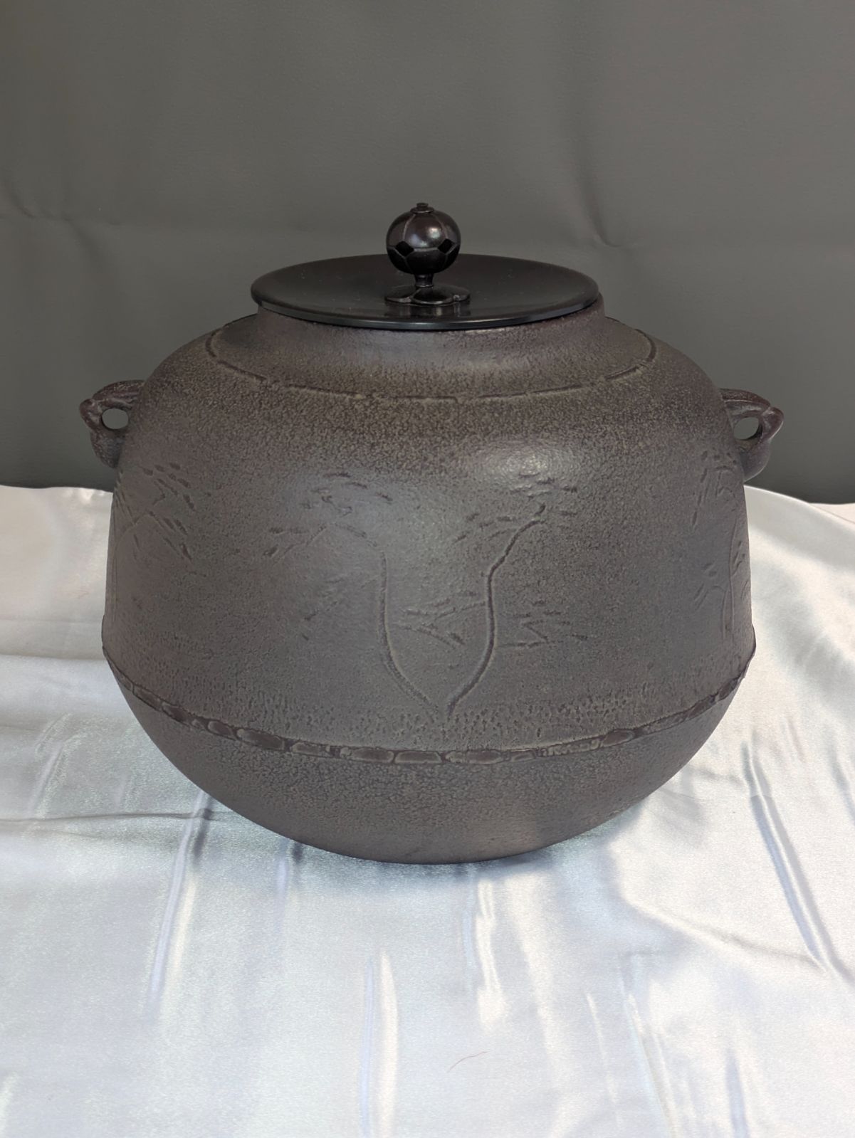 人間国宝 高橋敬典 浜松地紋 真形釜 茶釜 山形鋳物 共箱 共布 しおり