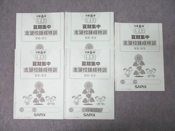 SAPIX サピックス 小学6年 理科 夏期集中 志望校錬成特訓 NS-01～05 計