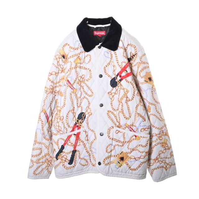 Supreme チェーンプリント キルティング ジャケット - メルカリ