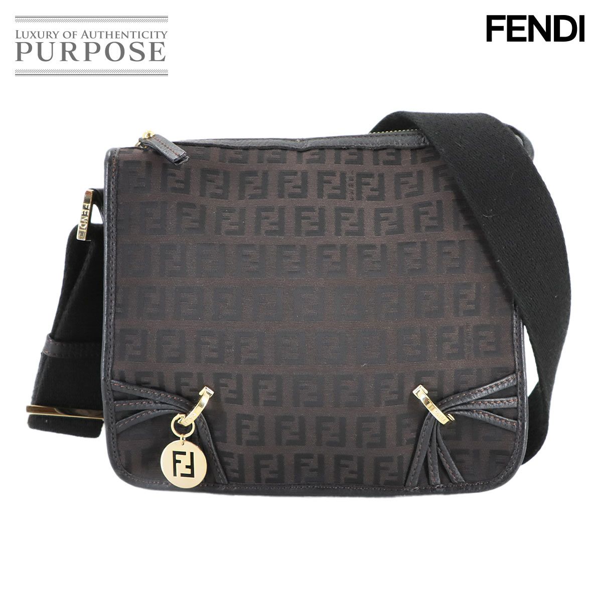 フェンディ FENDI ズッキーノ ショルダー バッグ キャンバス レザー