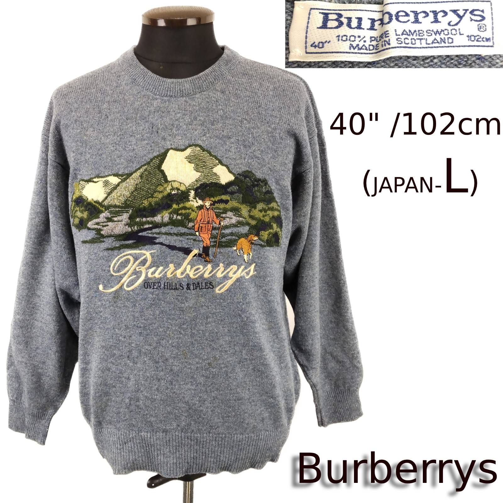 90s/Vintage☆Burberrys/バーバリー☆スコットランド製/長袖ウール
