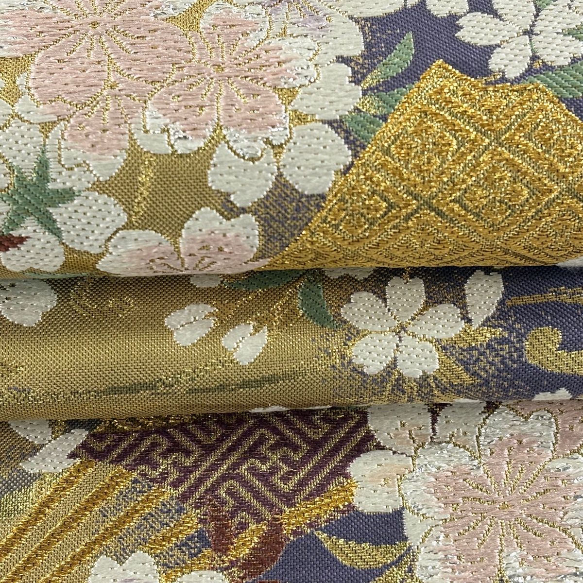 袋帯 秀品 やまと 扇 桜 金糸 刺繍 金色 六通 正絹 【中古】 - メルカリ